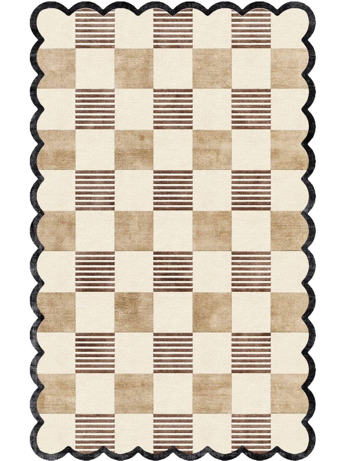 Sandstone Hand-Tufted Grid Wool Rug view 1