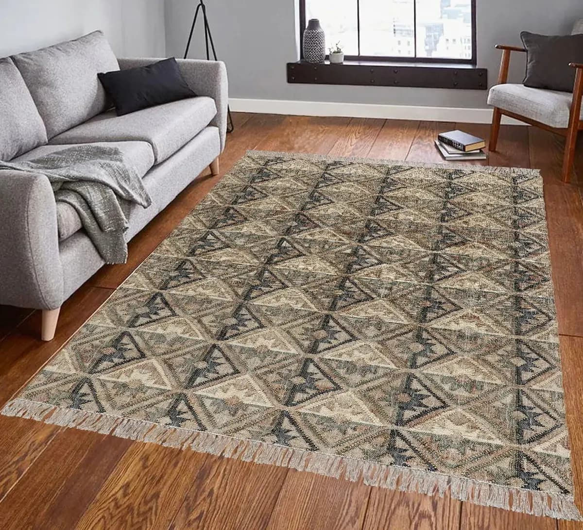 Boho Jute Handwoven Natural Rug view 2