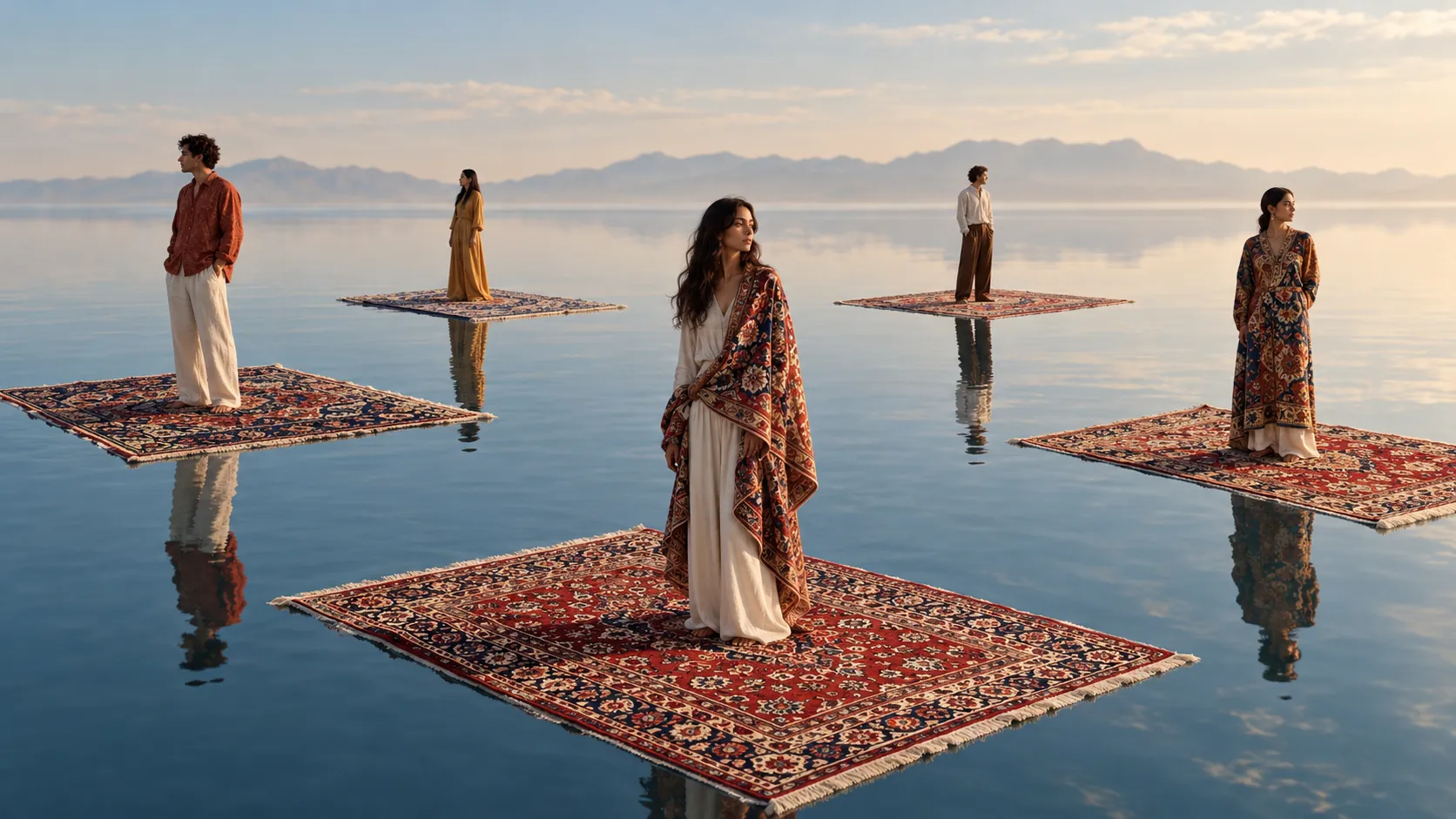 Architectural interior styling featuring curated luxury rug