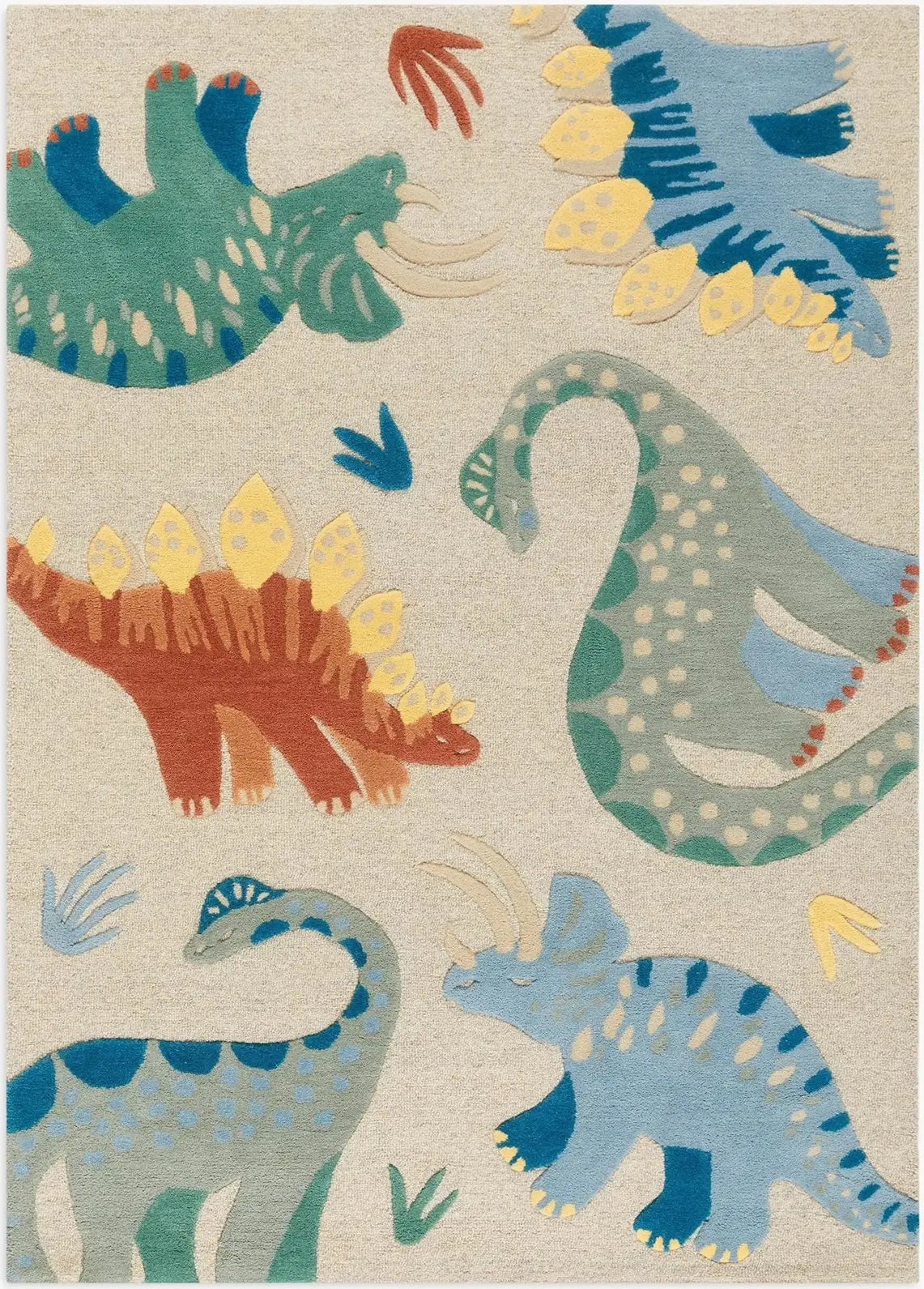 Dinosaur Graphic Hand-Tufted Wool Rug - Handcrafted Hand Tufted Rugs